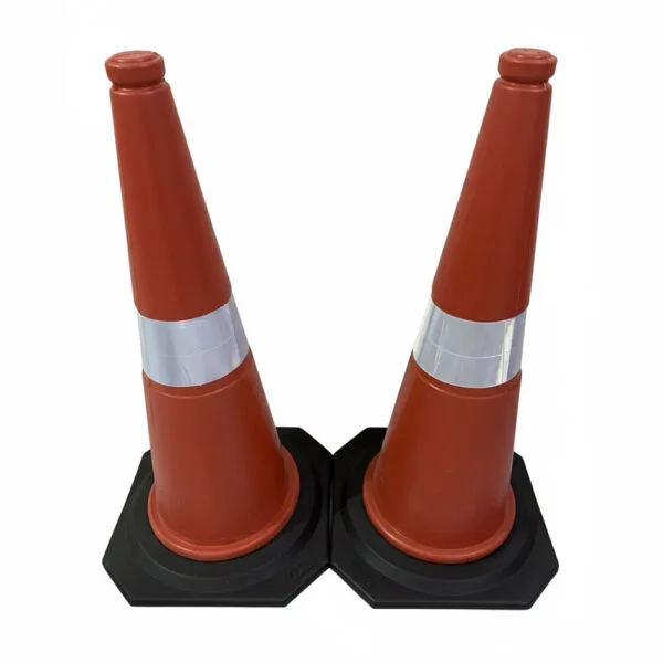 Rubber base traffic cone for highway safety applications