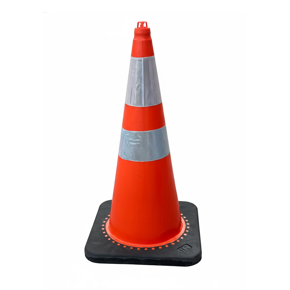 Construction safety cones with heavy base for traffic control