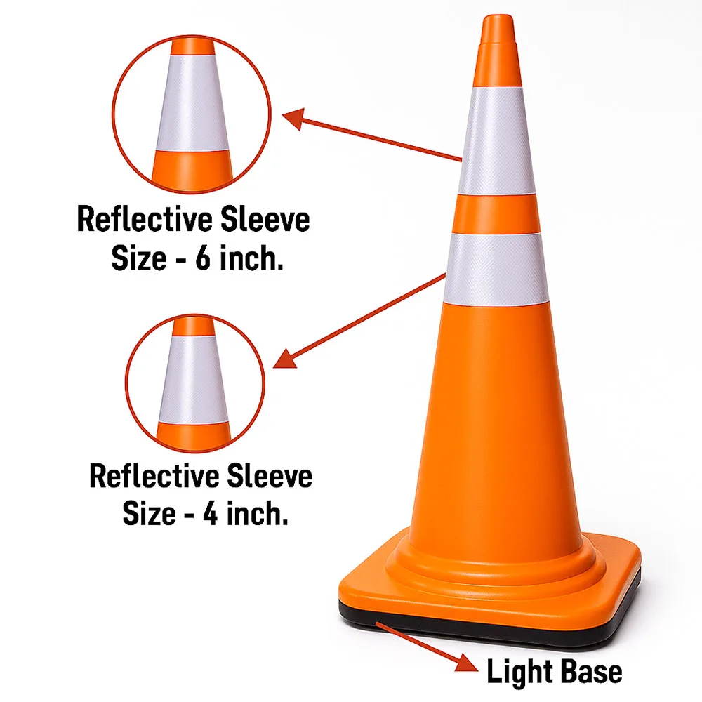 Parking cones with weighted base for traffic control