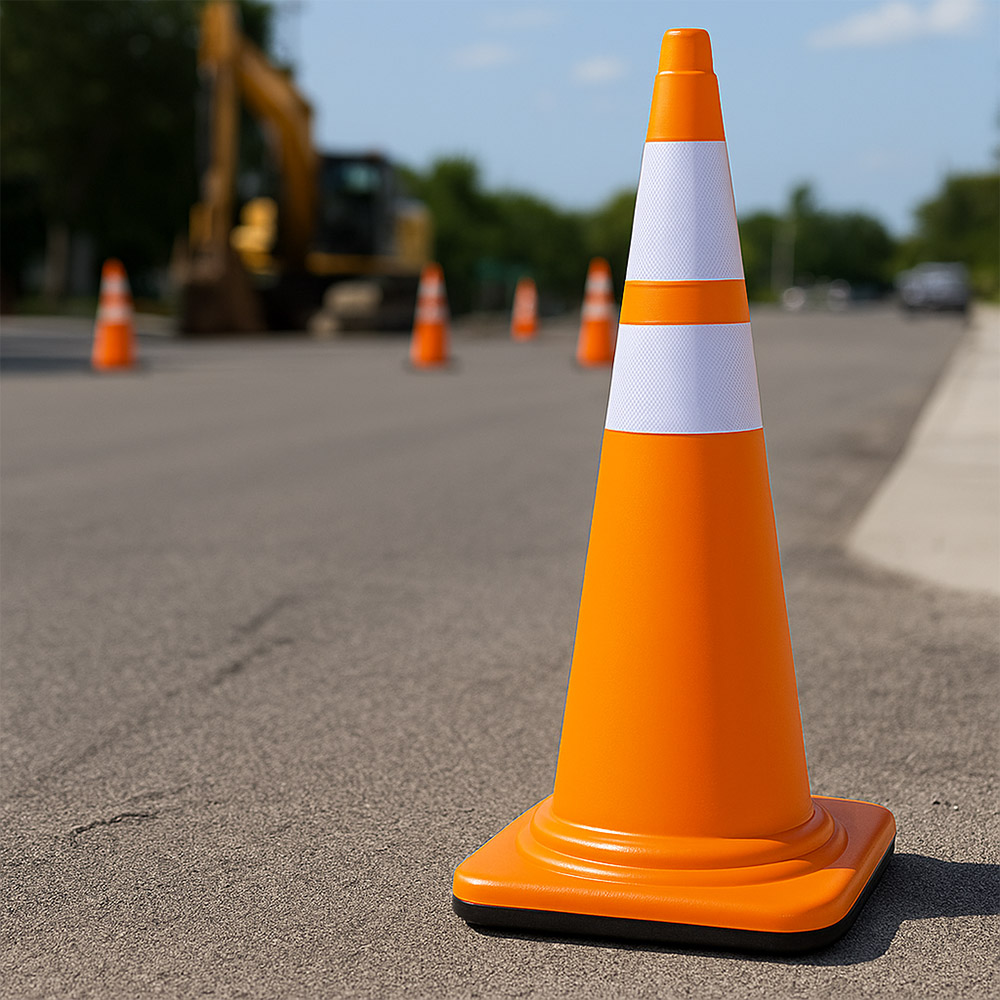 PVC Traffic Cone (750mm) – Heavy Base (3.5 KG) | High Wind Stability 2 Plastic Traffic Cone (MASSPC750 LB) - 3