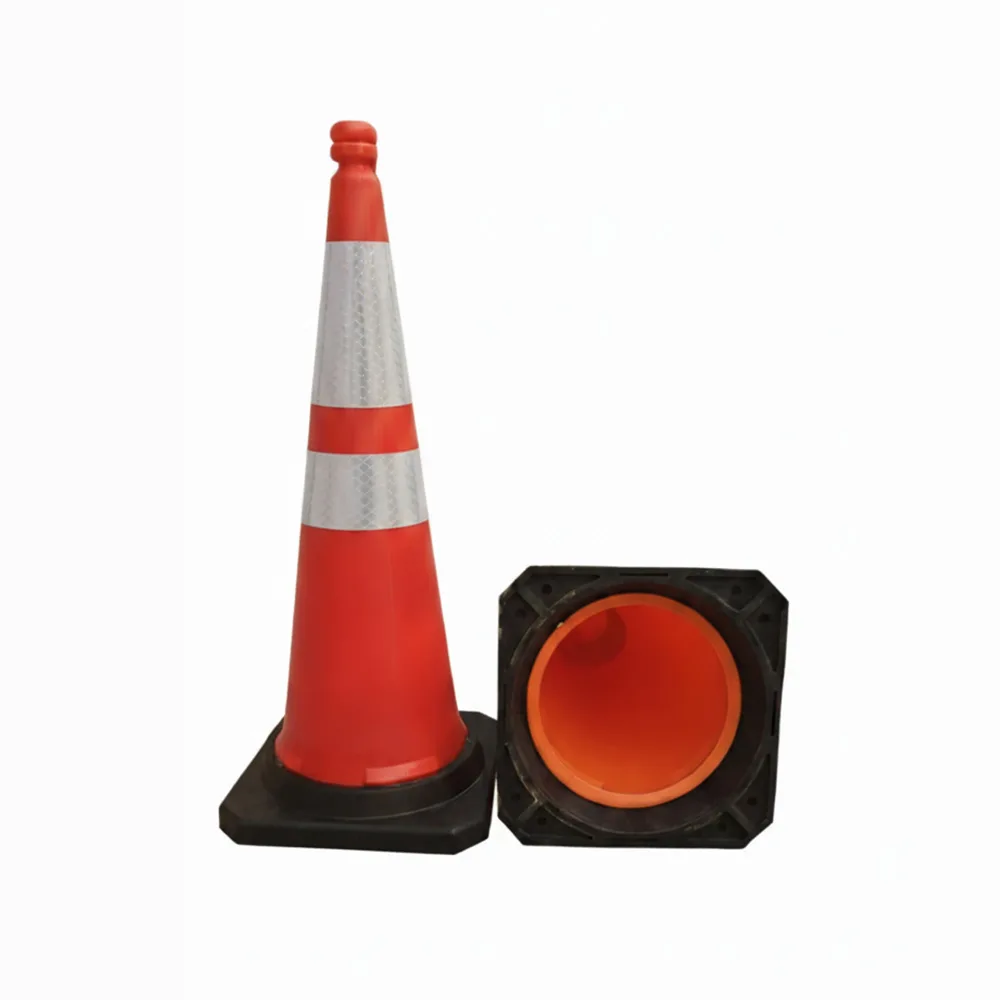 Road cones with rubber base for traffic control