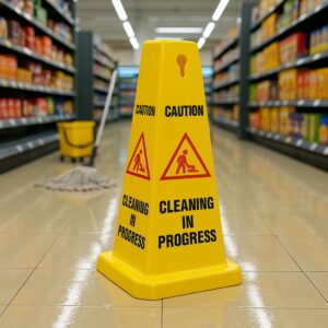 Supermarket Cleaning Caution