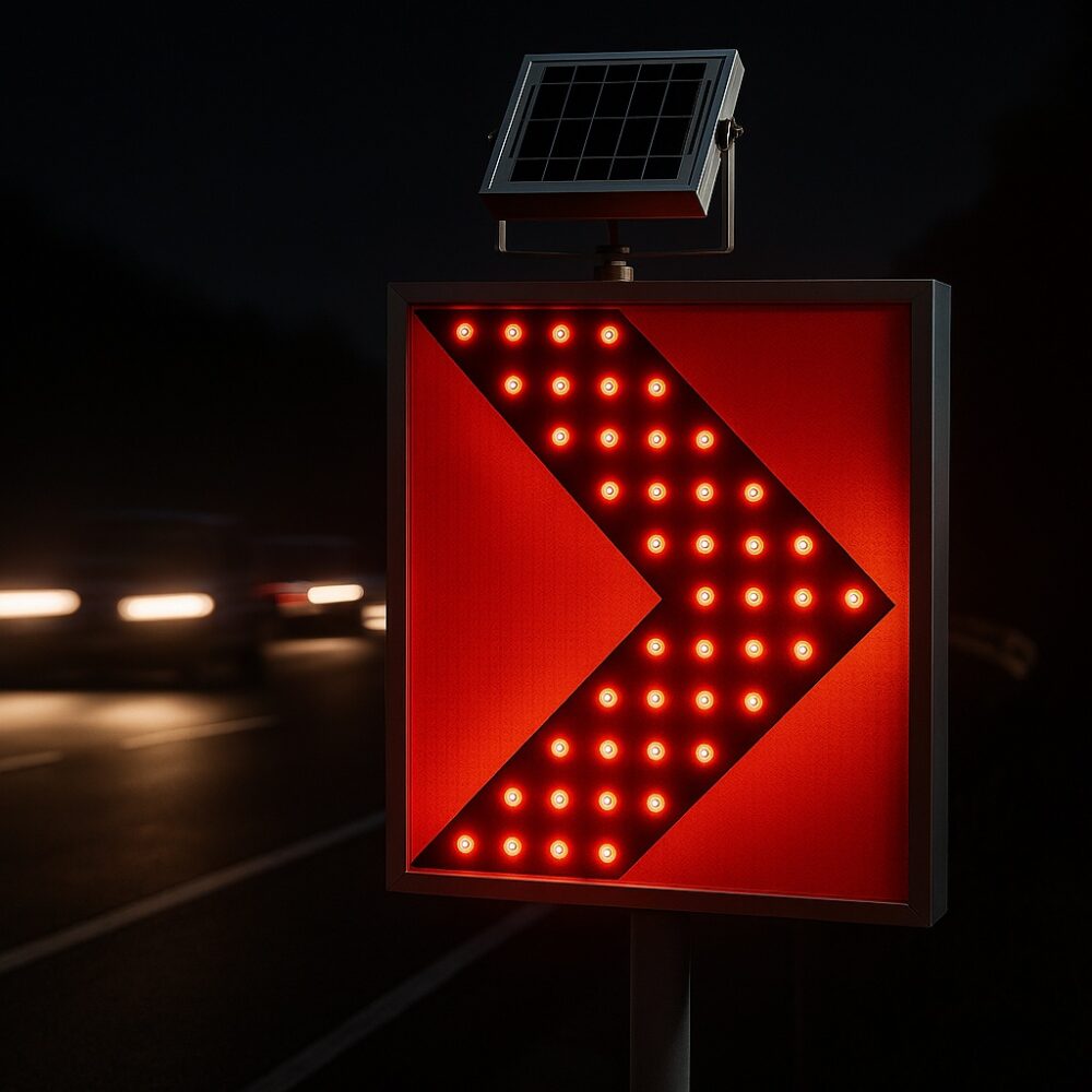 Solar Chevron Sign Board - High Visibility Road Safety 2 Solar-Powered Arrow Sign