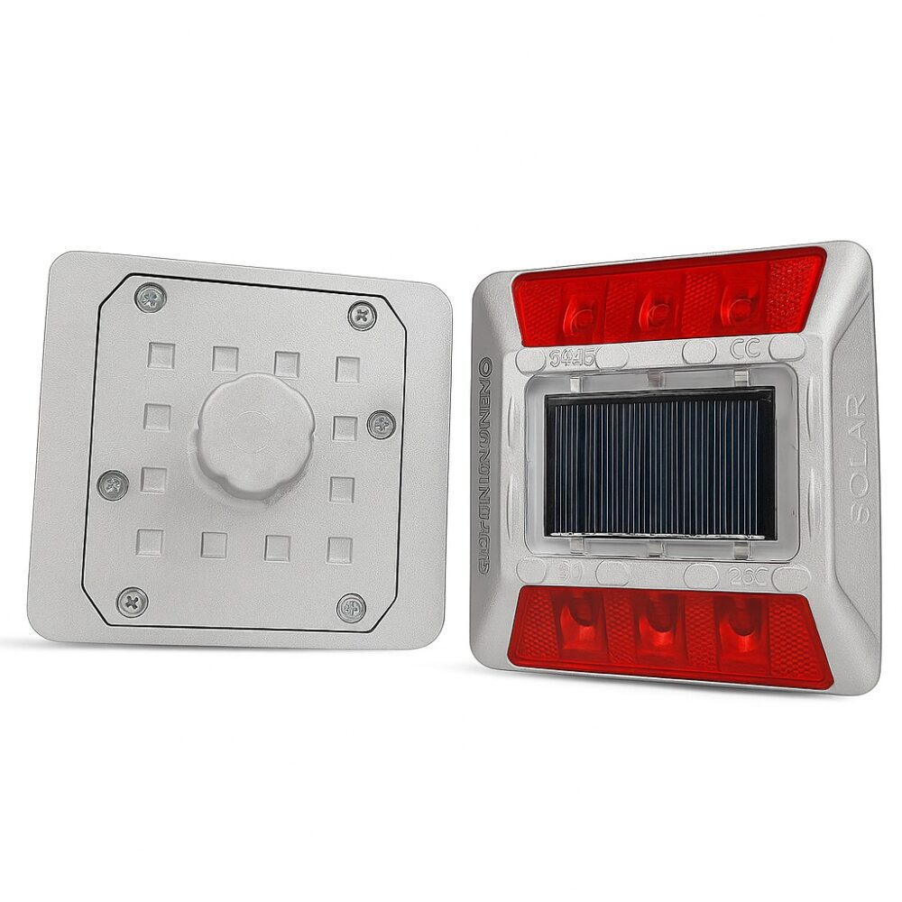 Aluminium Solar Road Stud (Anchored) – LED Road Marker | 15 Ton 1 Solar Reflectors