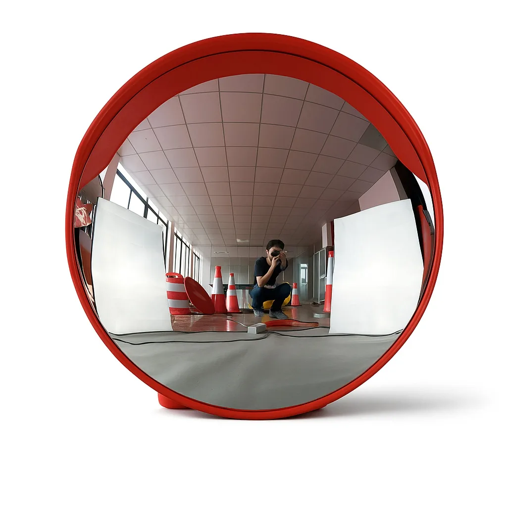 Convex mirror with pole for road safety applications