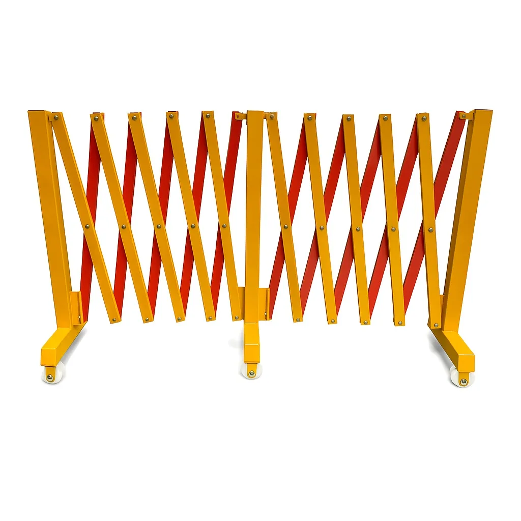 Expandable metal barricade with nylon wheels