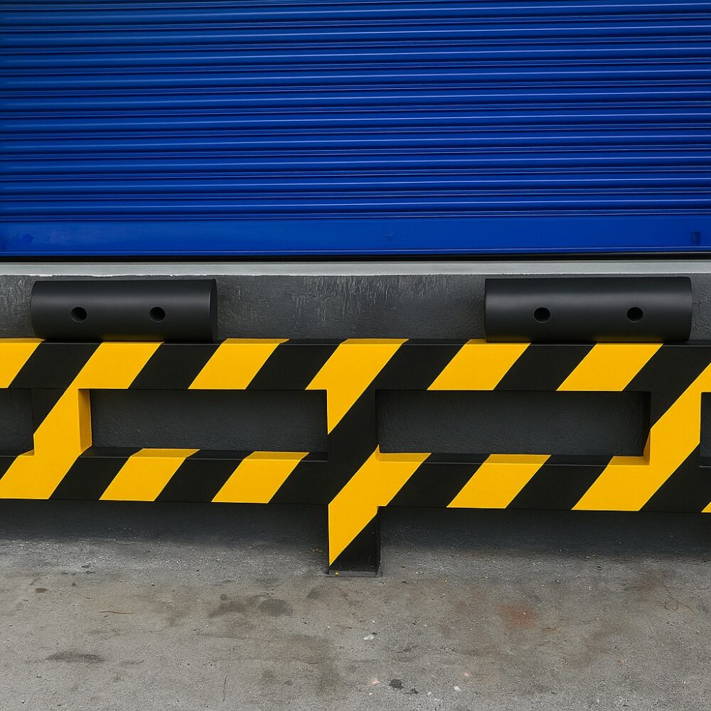 Rectangular Dock Bumper (30kg) – Solid Rubber Wall Buffer | Heavy Duty 3 Barrier and Blue Door