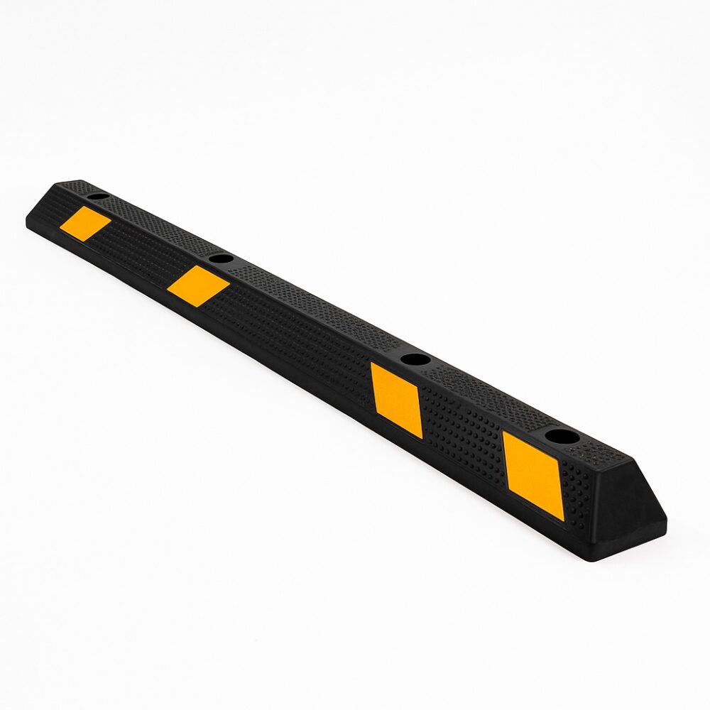 Long Parking Stopper (1800mm) – Full Lane Rubber Curb | Heavy Duty 2 Black and Yellow Speed Bump