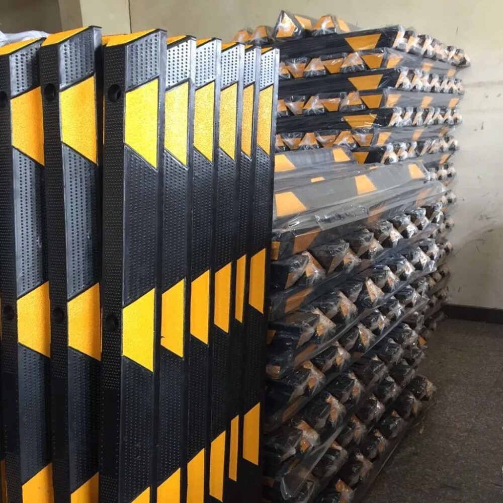 Long Parking Stopper (1800mm) – Full Lane Rubber Curb | Heavy Duty 5 Rubber Wheel Stopper