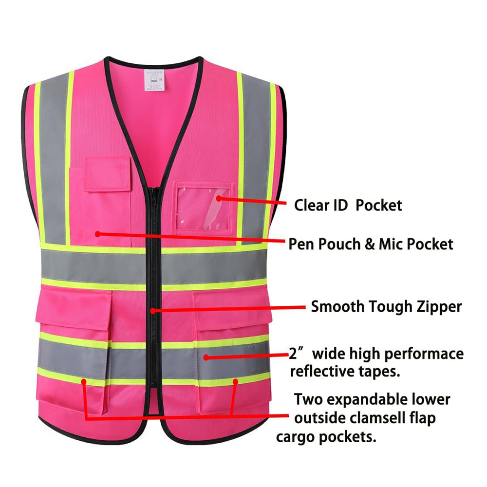 120 gsm 2 2 Pink Reflective Jacket (Details)