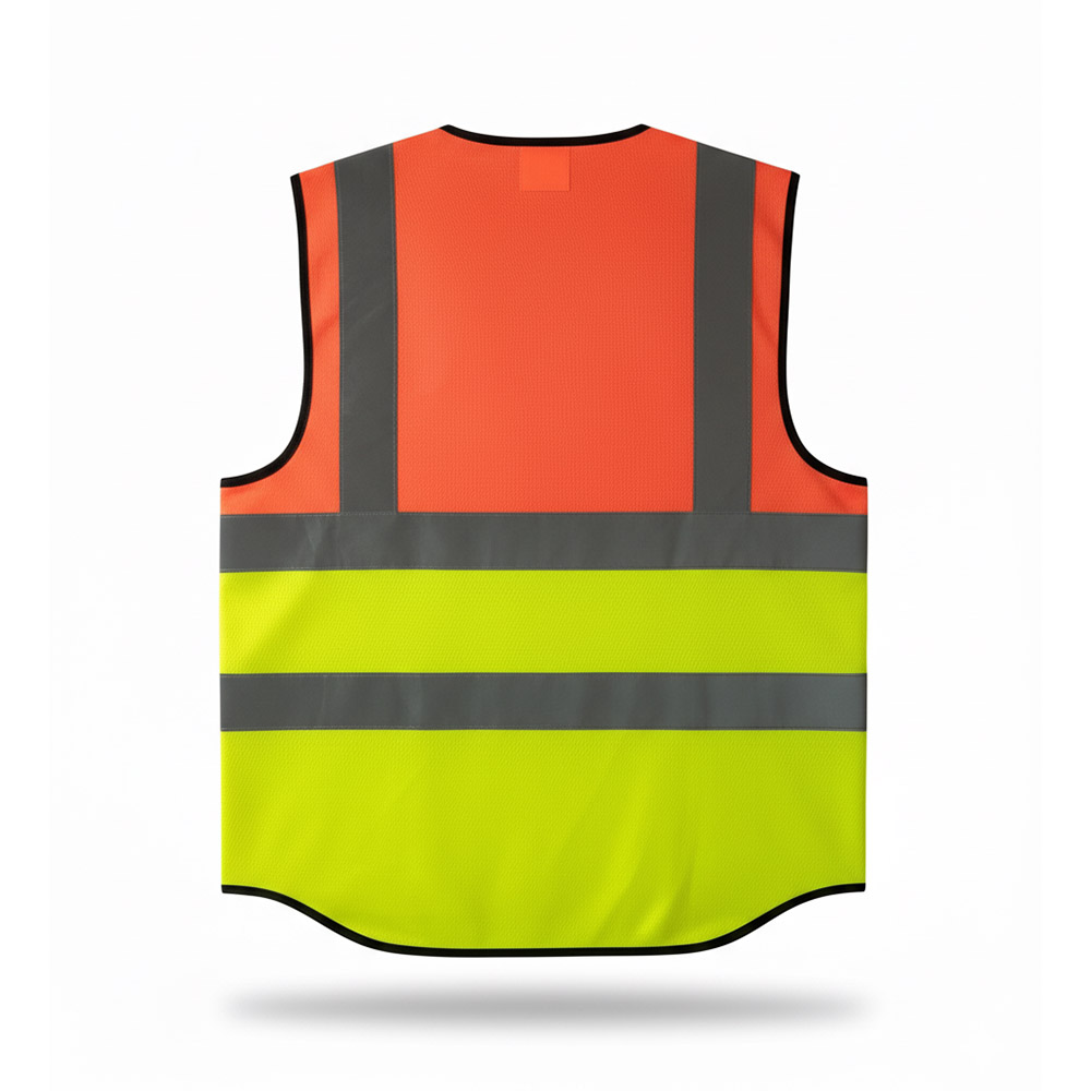 120 gsm 2 Orange and Green Reflective Jacket (Back)