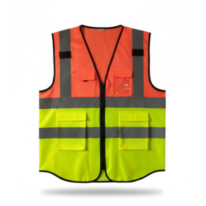 120 gsm 2 Orange and Green Reflective Jacket (Front)