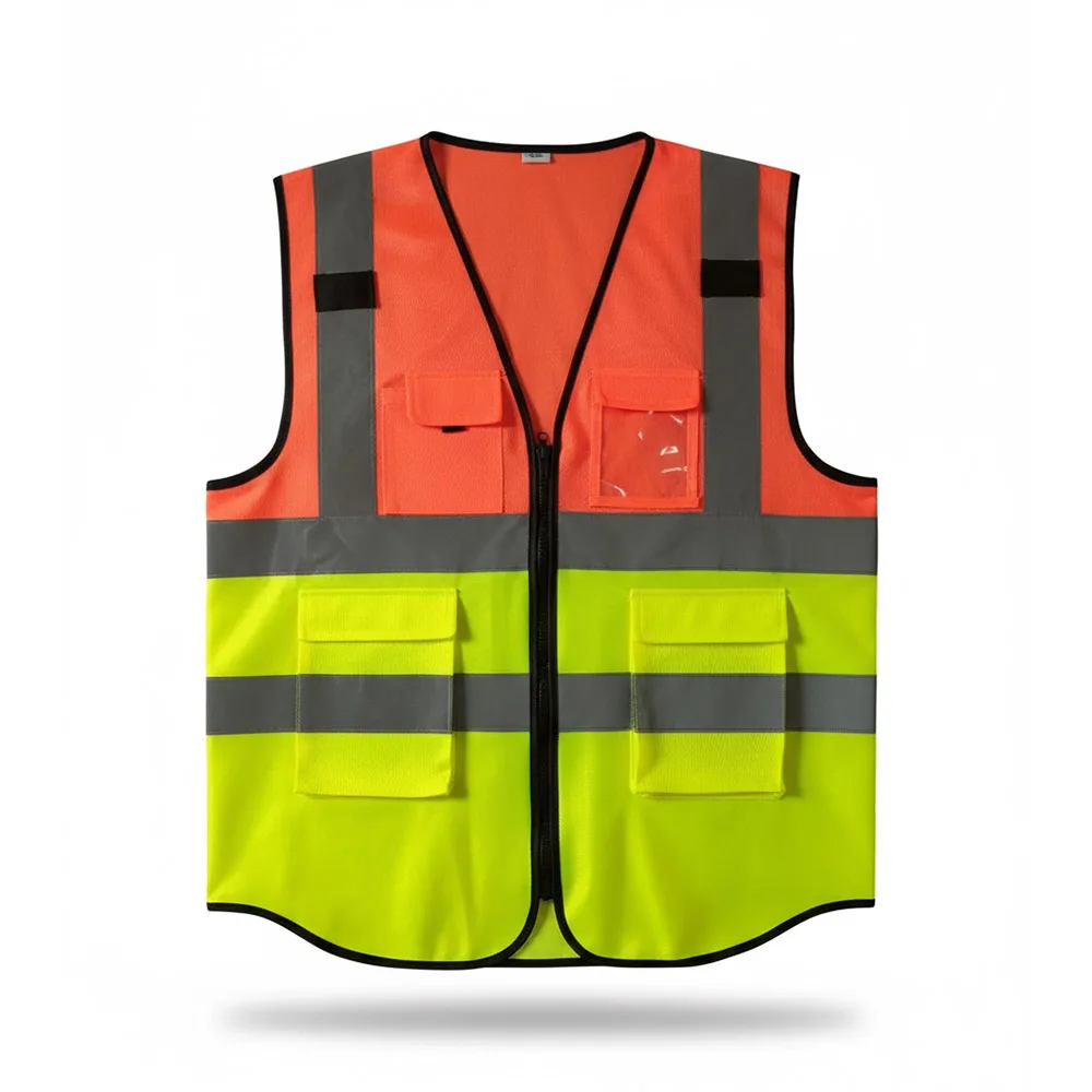 120 gsm 2 Orange and Green Reflective Jacket (Front)