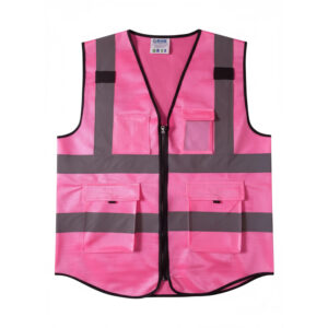 120 gsm 2 Pink Reflective Jacket Grey Strip (Front)