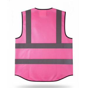 120 gsm 2 Pink Reflective Jacket grey Strip (Back)