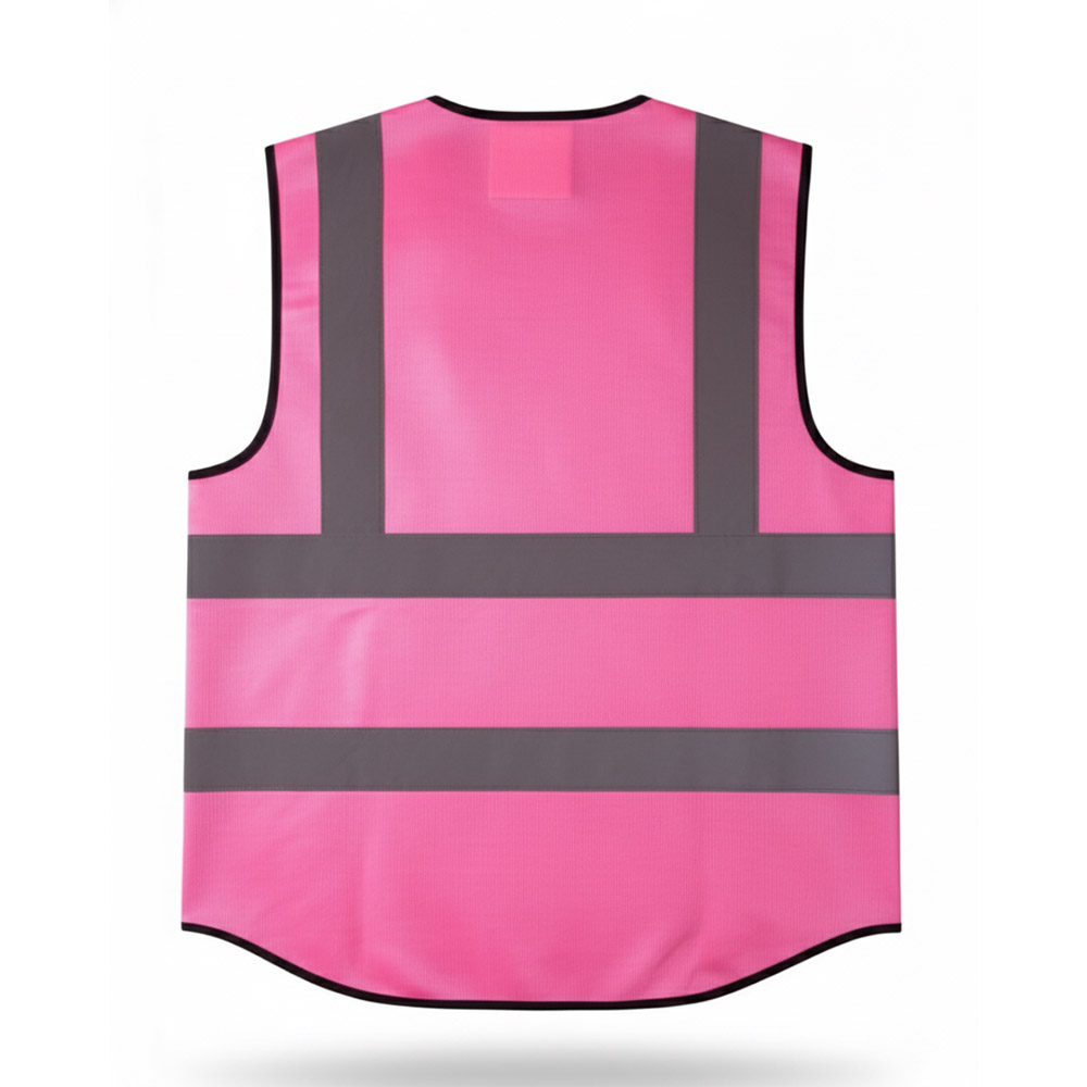 120 gsm 2 Pink Reflective Jacket grey Strip (Back)