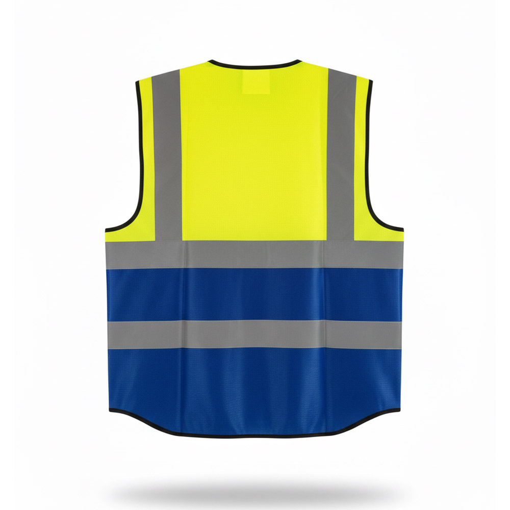 135 gsm 2 Green and blue Reflective Jacket (Back)