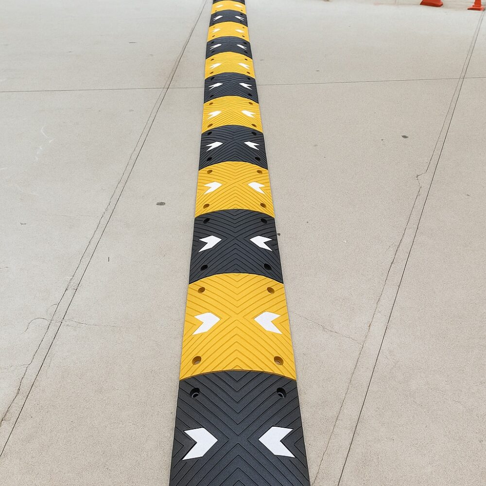 75mm Rubber Speed Bump (MASSRB75-1) - High Profile Directional Hump 3 Vibrant Speed Bump