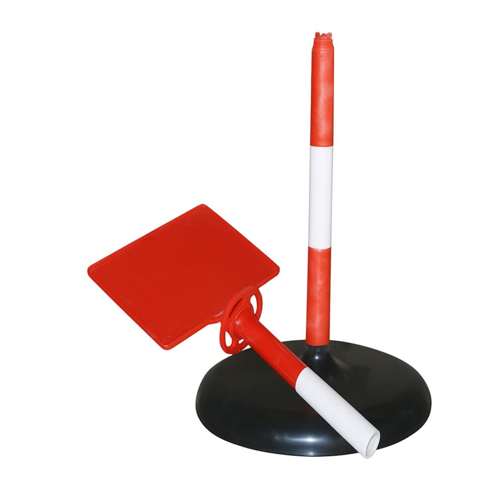Plastic Stanchion Post - Portable Queue Control Barrier 1 Red Safety Sign