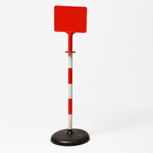 Plastic Stanchion Post - Portable Queue Control Barrier 7 Red Sign Stand
