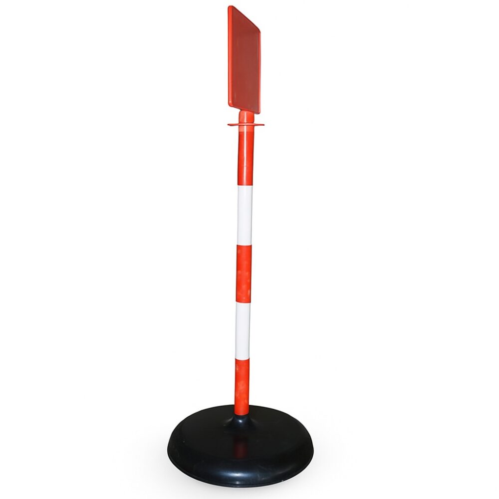Plastic Stanchion Post - Portable Queue Control Barrier 2 Red Sign Stand