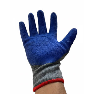 Cotton Latex Coated Gloves Grey Blue (LS-104) - 2
