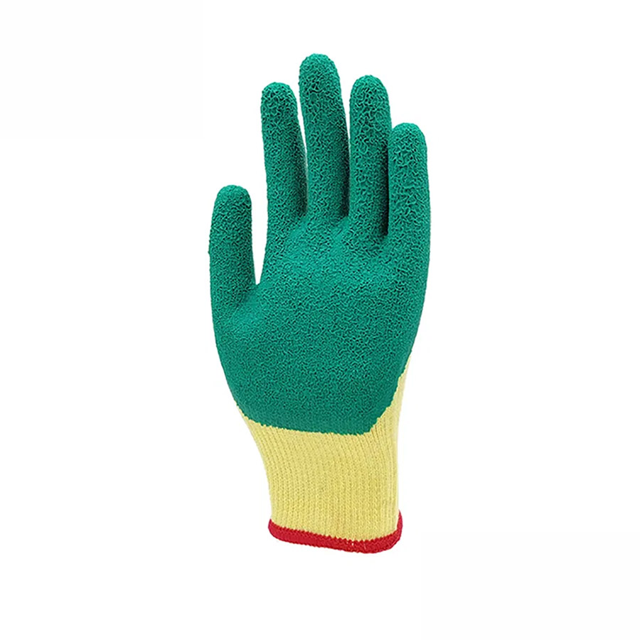 Cotton Latex Coated Gloves Yellow Green (LS-102) - 2