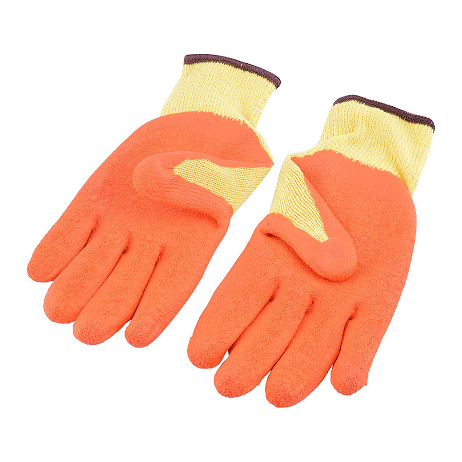 Cotton Latex Coated Safety Gloves (LS-101) 2 Cotton Latex Coated Gloves Yellow Orange (LS-101) - 2