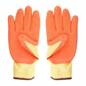 Cotton Latex Coated Safety Gloves (LS-101) 4 Cotton Latex Coated Gloves Yellow Orange (LS-101) - 3