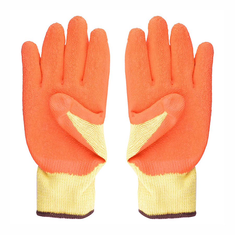 Cotton Latex Coated Gloves Yellow Orange (LS-101) - 3
