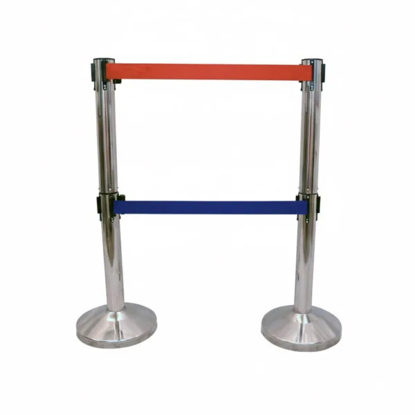 Premium barrier posts with retractable belt system