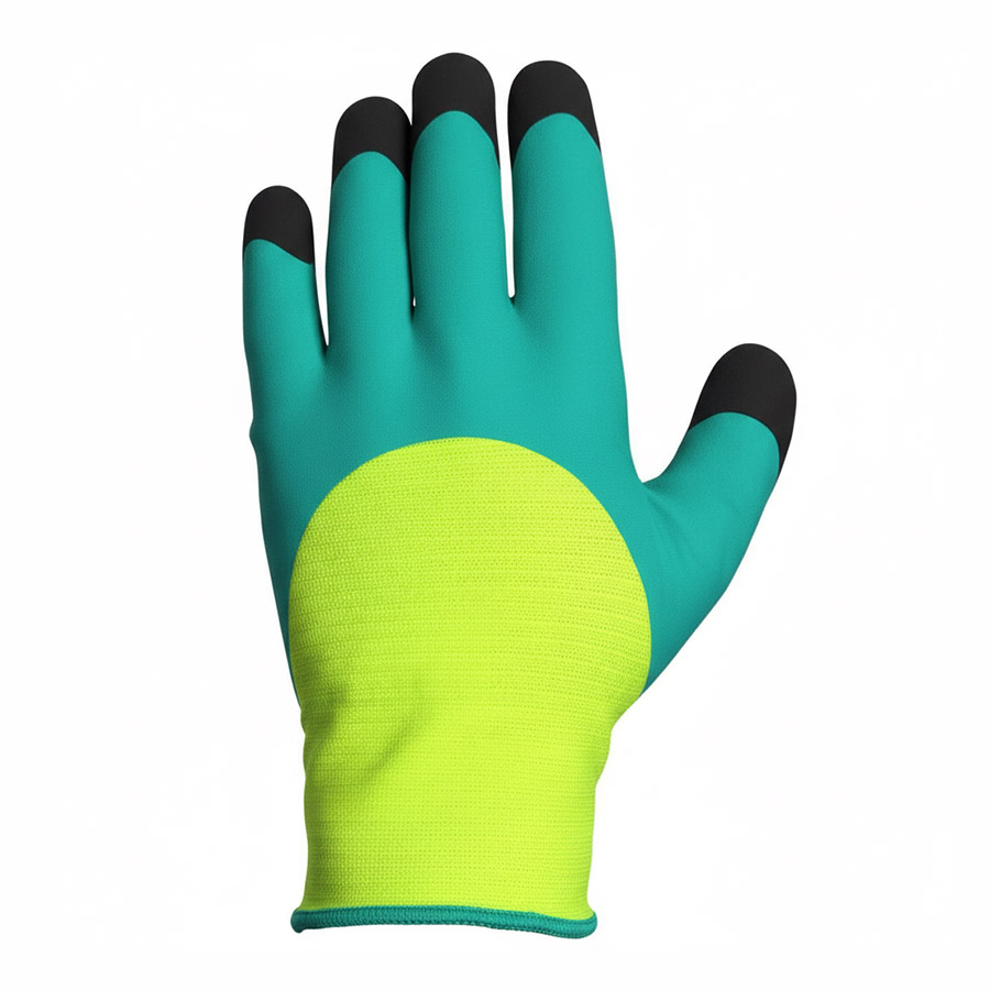 Half Dip Finger Safety Gloves (LS-144) 2 Half Dip Green Black Finger (LS-144) - 3