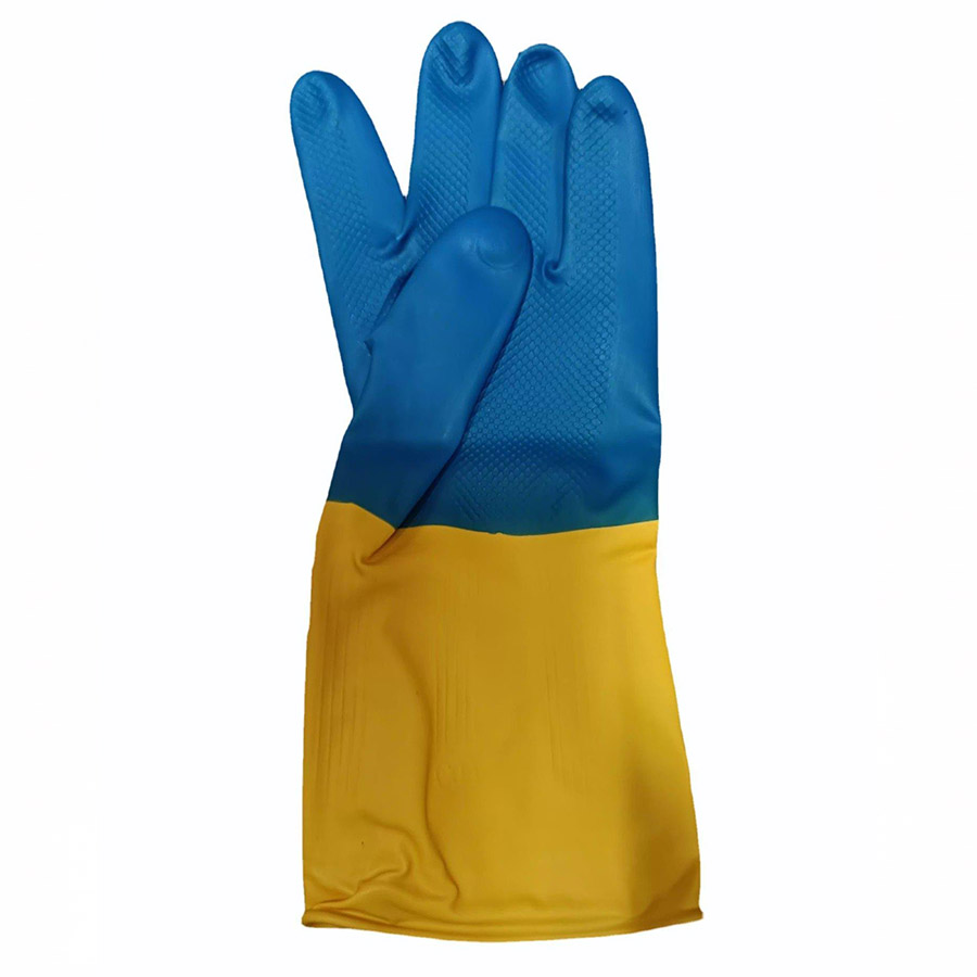 Industrial Rubber Gloves (LS-113) 3 Industrial Gloves Yellow Blue (LS-113) - 3