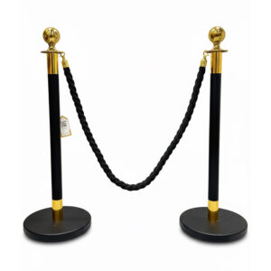 Black and Gold Stanchion (LS-211) - Luxury Ball Top Post 7 Q Manager Iron Base Black & Golden (LS-211) - 4