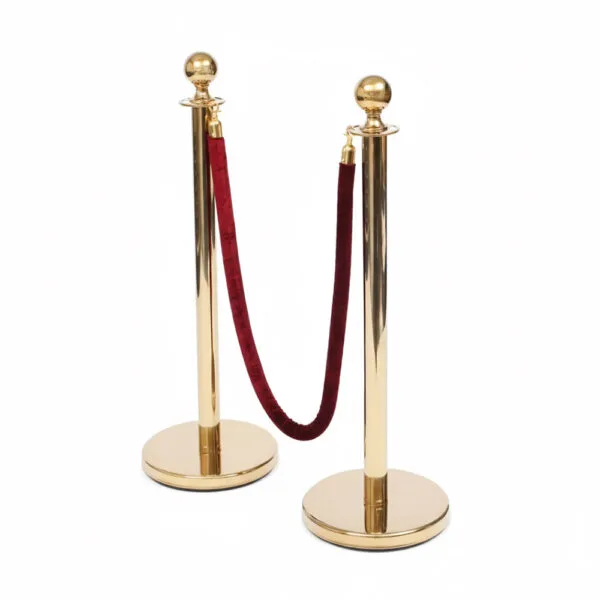 Heavy-duty brass stanchion queue barrier