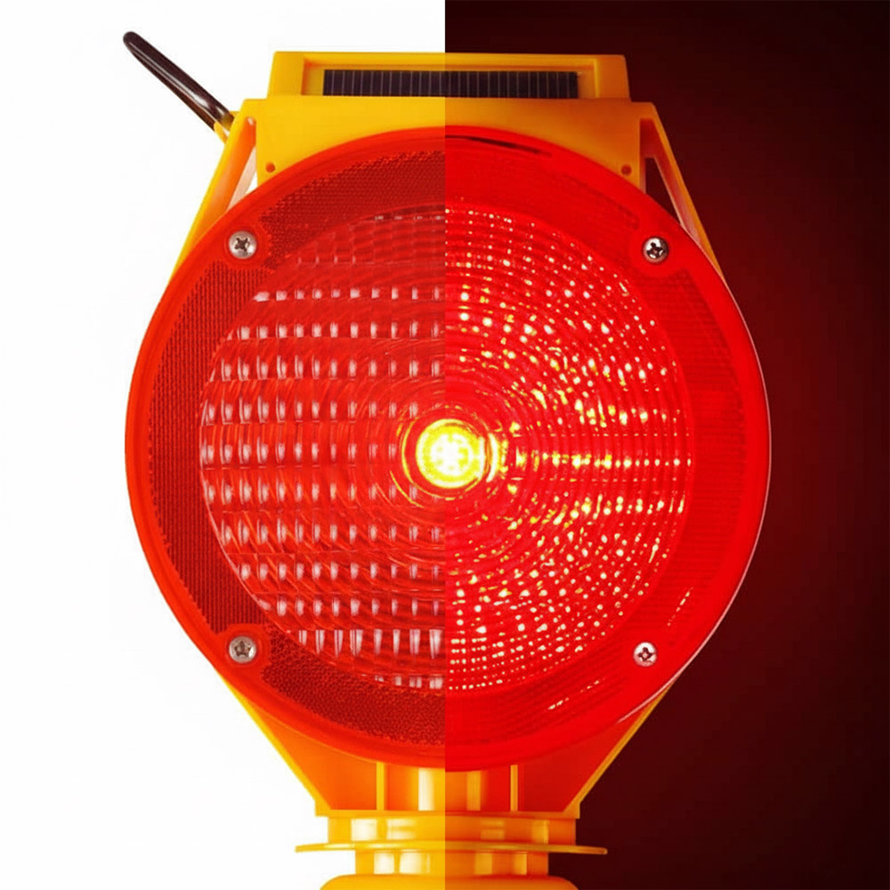 Big Solar Warning Light (LS-159) 3 Solar Flasher Cone Mount 309 V5 - 4