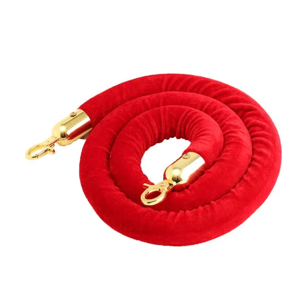 Premium velvet rope for queue barrier systems