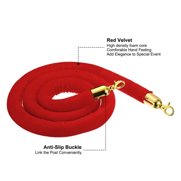 Red velvet rope for stanchion crowd control